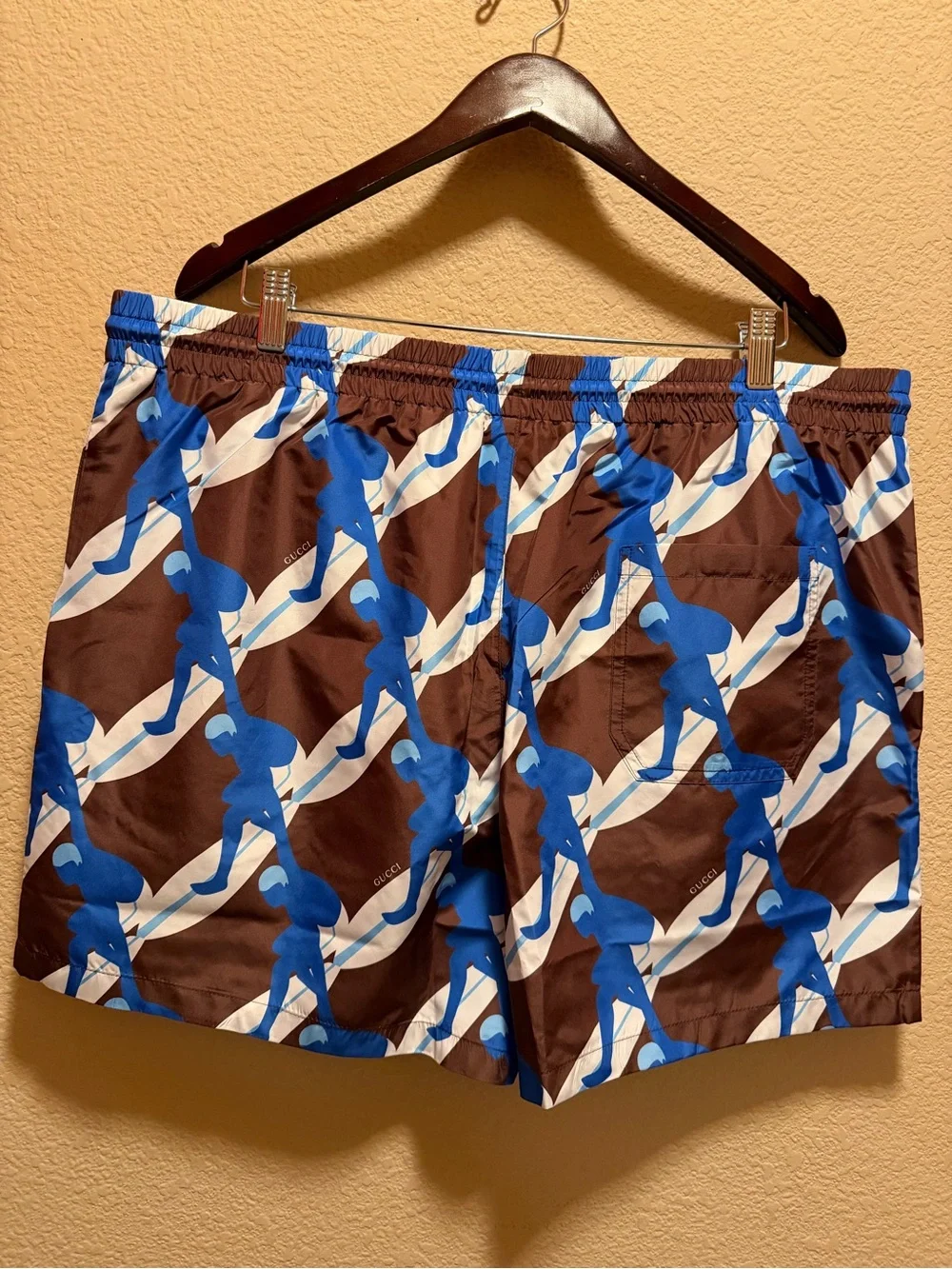New Gucci Logo Swim Shorts Brown Size 56 / US XL 36 - 42 Waist